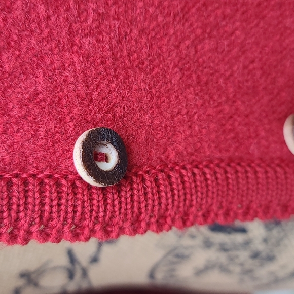 Vintage Geiger Tyrol S. red 100% wool button front sweater. EUC. Made in Austria - Picture 13 of 14